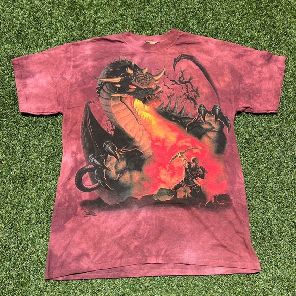 VTG 00’s / Y2K Deadstock The Mountain Dragon Archer Red Dyed Tee - Picture 1 of 6